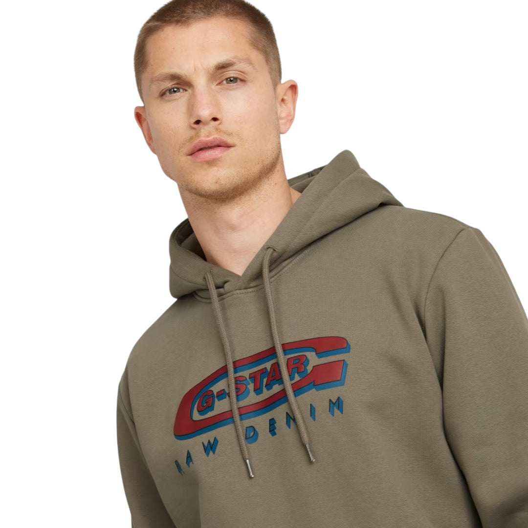 G-STAR OLD SKOOL LOGO HOODED SWEATER TURF