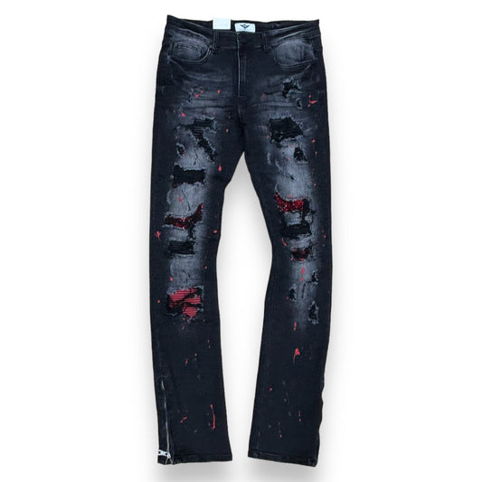 FerrariMassari Drip Red/black Stacked Jeans