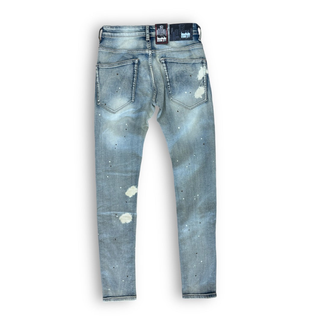 DenimiCity Light Wash/Brown SLIM FIT JEANS