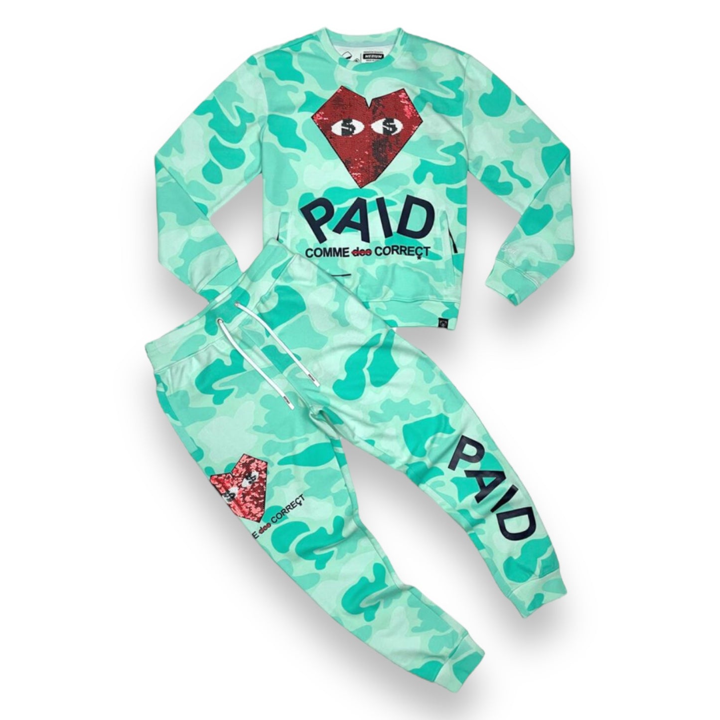 Civilized Heart mint camo-red joggerset