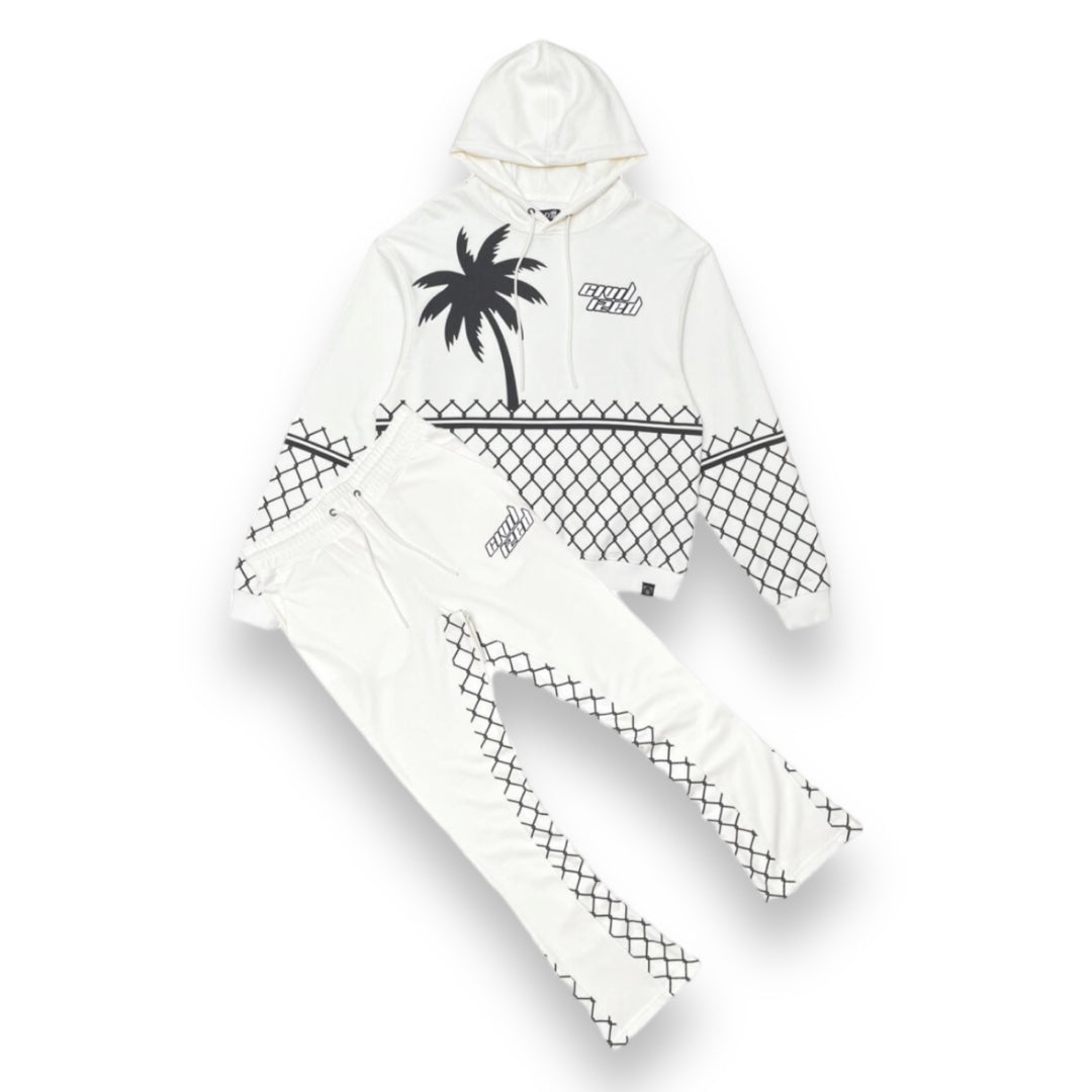 CIVILIZED PALM TREES STACKED JOGGER SET CREAM