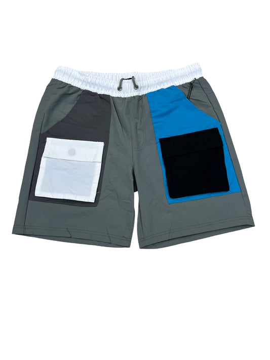 Motive Denim Color Block Gray & Blue Shorts