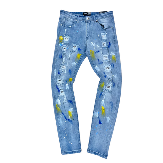 Motive Denim Light wash - Yellow/Blue paint Jeans