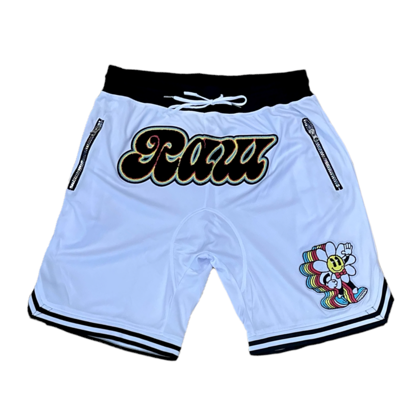 Rawyalty Mesh Shorts logo white