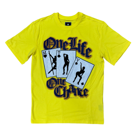 Motive Denim one life one chance yellow T-shirt
