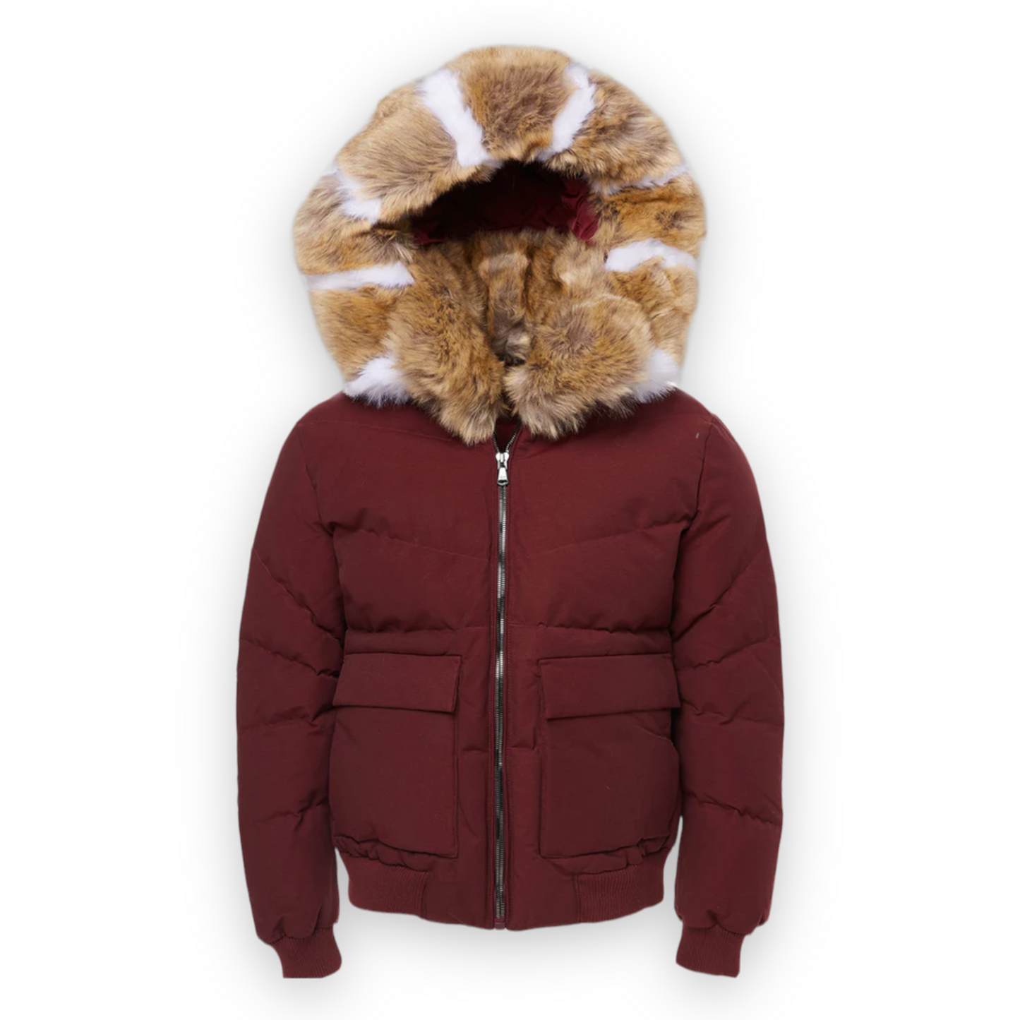 JORDAN CRAIG BURGUNDY TAN FUR JACKET