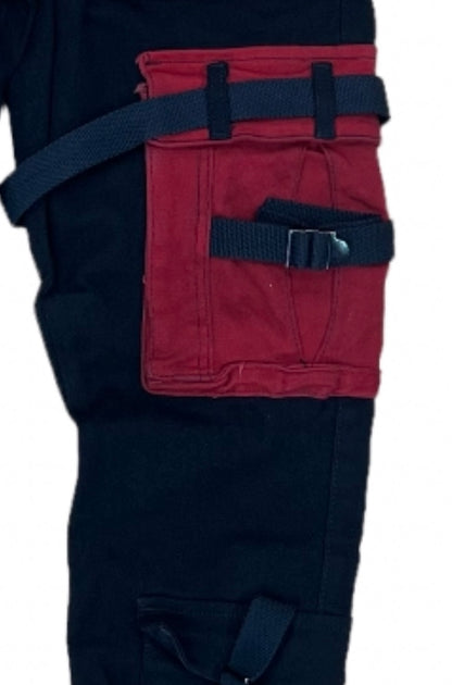 Motive Denim cargo jeans black / red