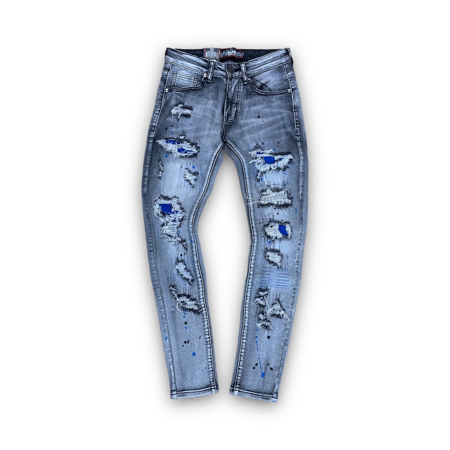 DenimiCity MID GREY BLUE PATCHES JEANS