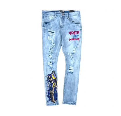 Motive Denim Death Dishonor jeans light wash /pink