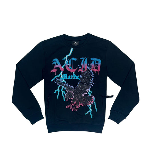 Motive Denim Acid Rhinestone sweater / black