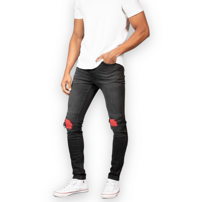 Ceca NY Black/red patches Jeans
