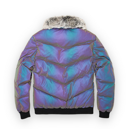 JORDAN CRAIG REFLECTIVE GREY FUR JACKET