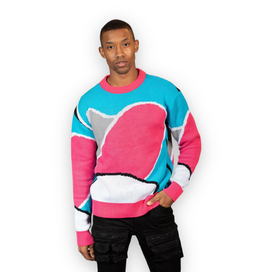 Ceca Ny Pink-LT blue heavy crewneck