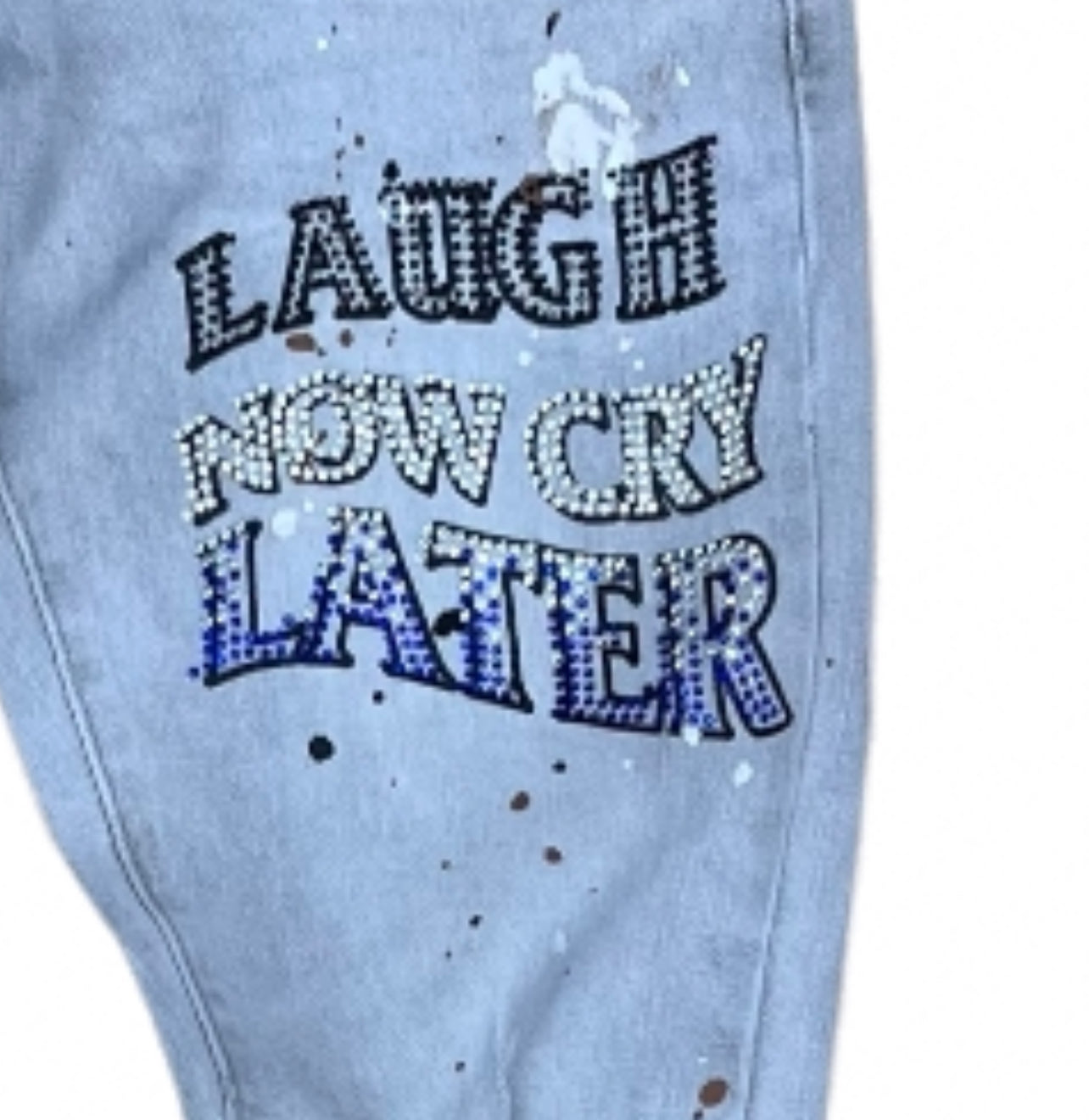 Motive Denim laugh now cry later jeans gray/ tan