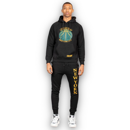 Ceca NY New York Black Fleece & Rhinestones sweatsuit